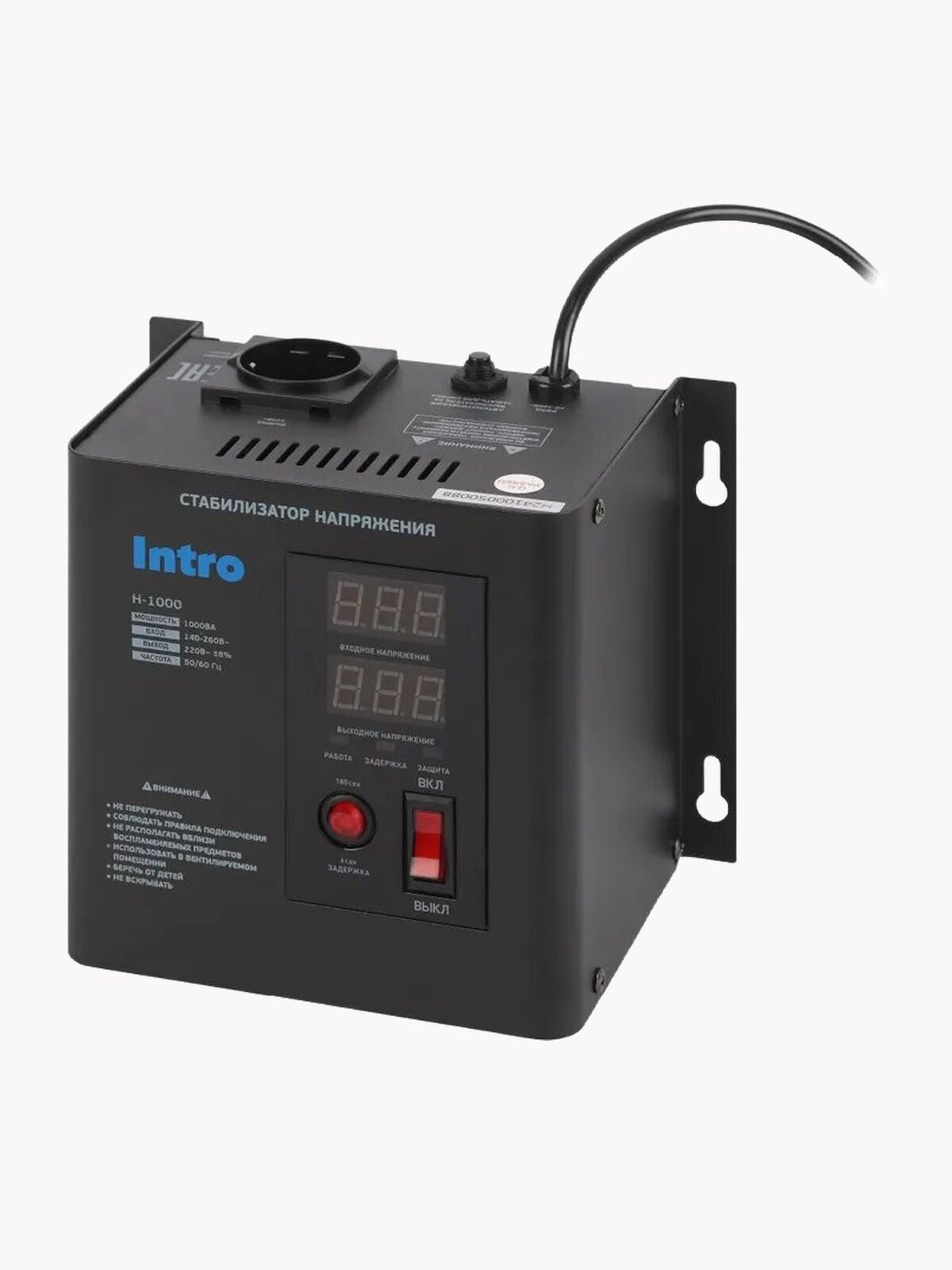 Стабилизатор напряжения 220в Intro Н-1000 однофазный релейный настенный для газового котла 1000ВА, 140-260В