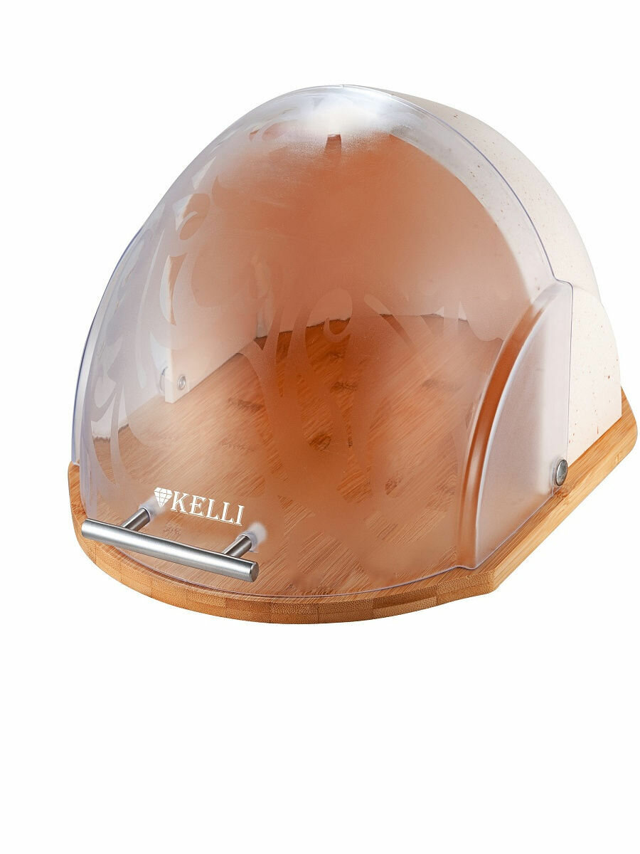 Хлебница Kelli KL-2150 настольная с откидной крышкой из бамбука