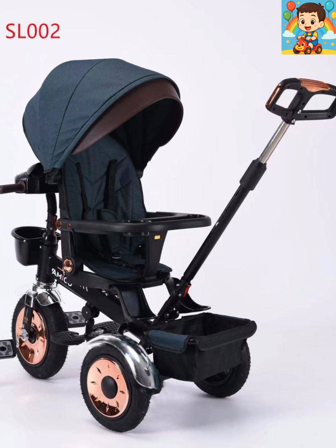 Велосипед-коляска Cool-Baby SL002, 1 место, от 6 месяцев до 3 лет, зеленый