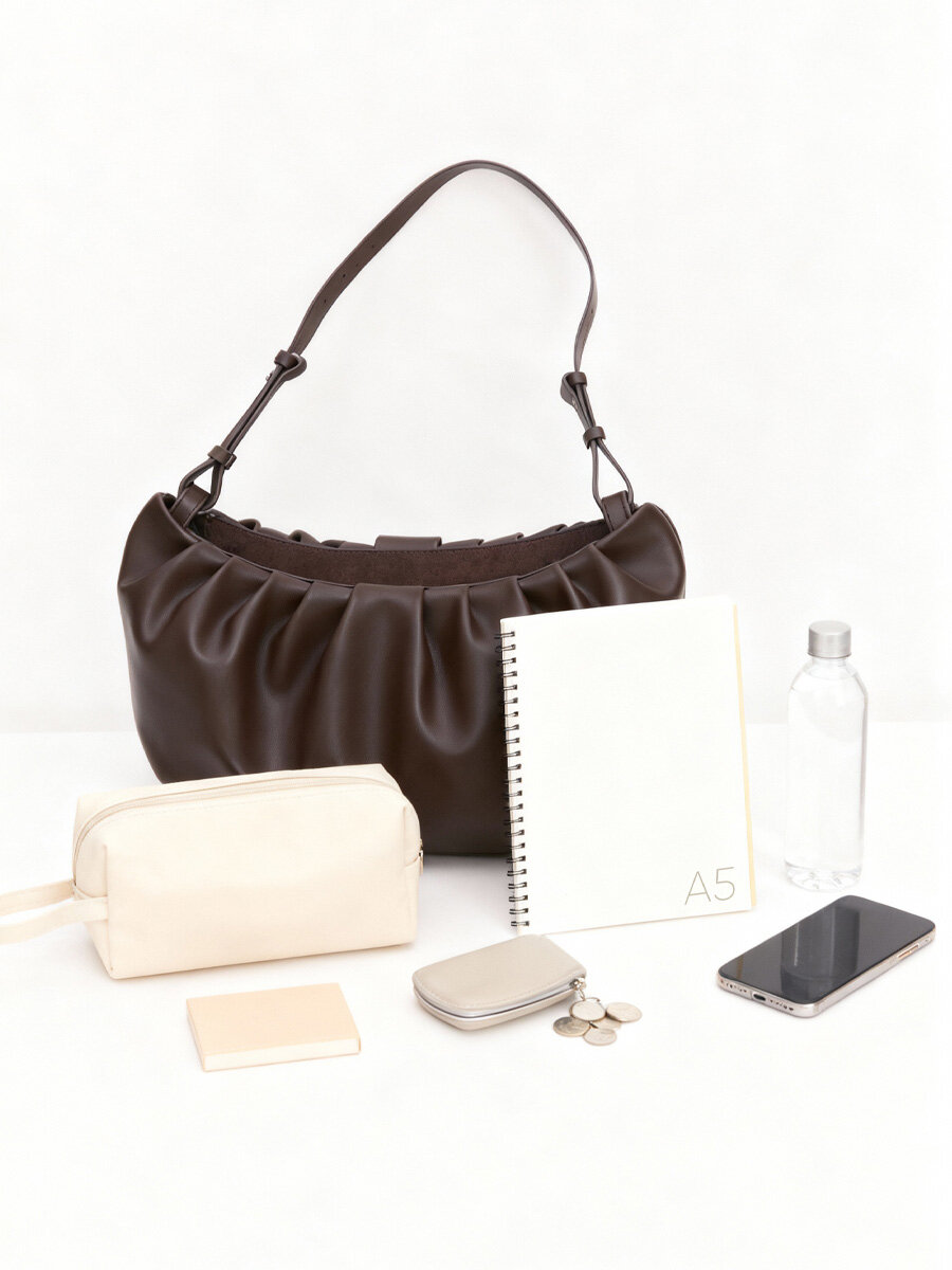 Сумка хобо nstc.moscow, фактура гладкая, матовая, темно-коричневый — фото 1