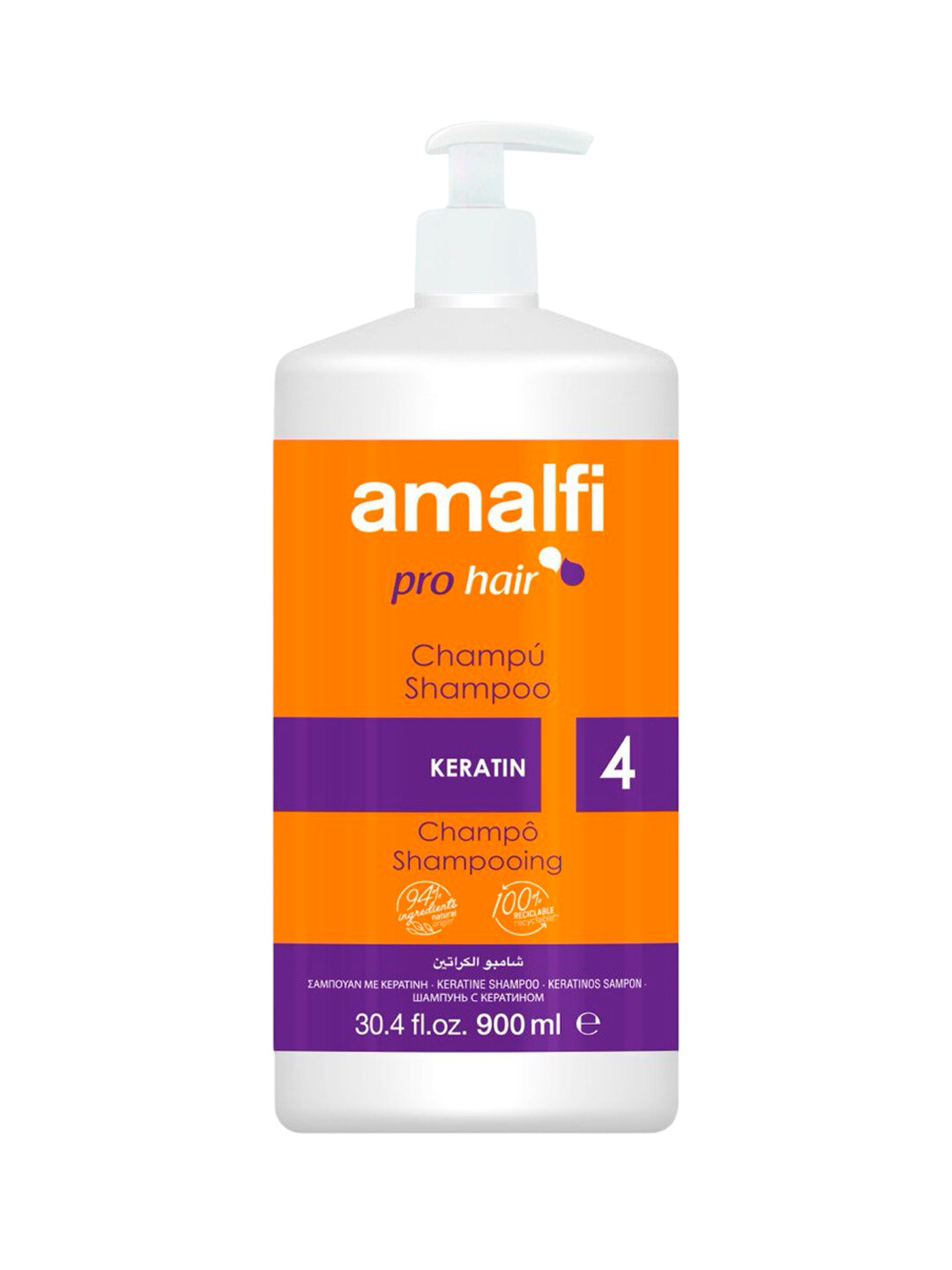 Профессиональный шампунь Amalfi Professional с Кератином, 900 мл — фото 1