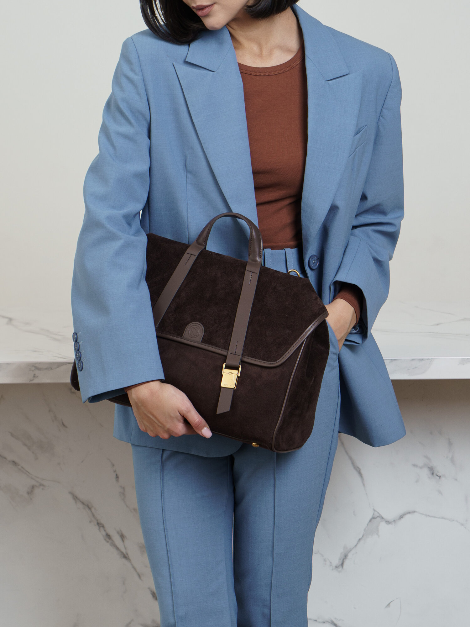 Сумка рюкзак натуральная замша Италия, коричневый портфель трансформер — фото 1