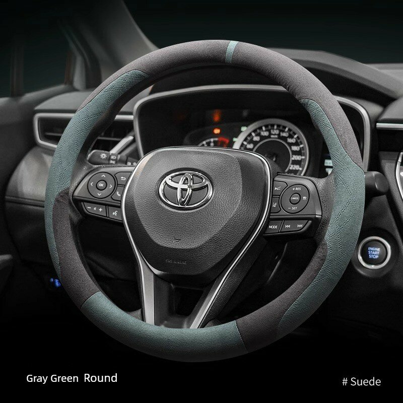 Премиум чехол для руля Toyota из флиса, черно-зеленая цветовая комбинация обеспечивает комфорт и надежное сцепление