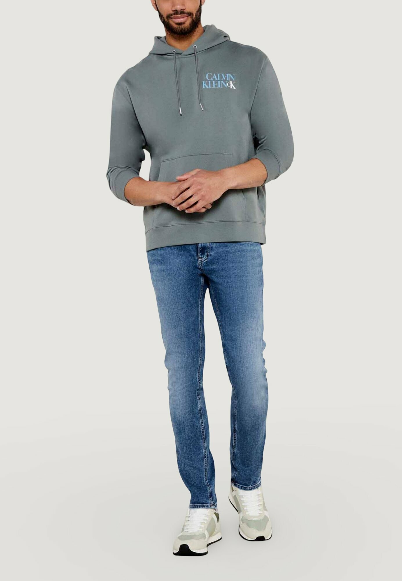 Худи Calvin Klein Jeans, размер L, , серо-зеленый — фото 1