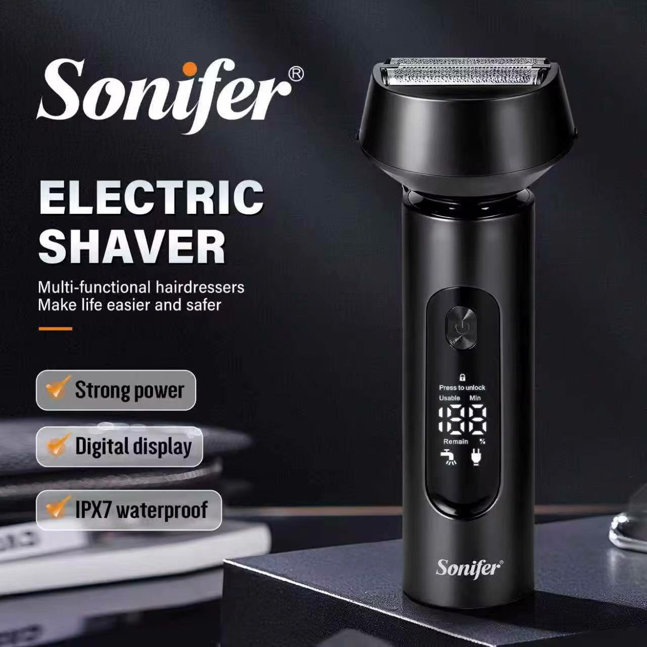 Электробритва Sonifer 9695, для сухого и влажного бритья, портативная