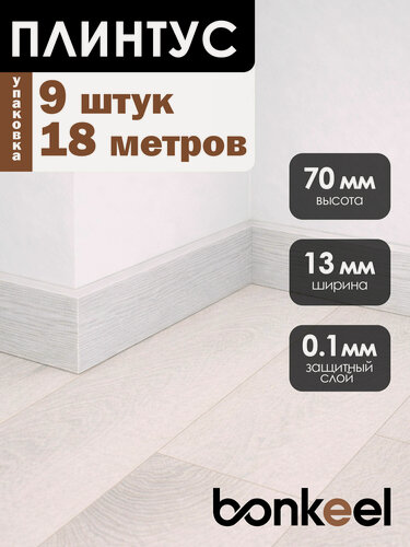 Изображение товара Плинтус напольный Bonkeel Stick W22 серый (9 шт.), 2000х70х13мм