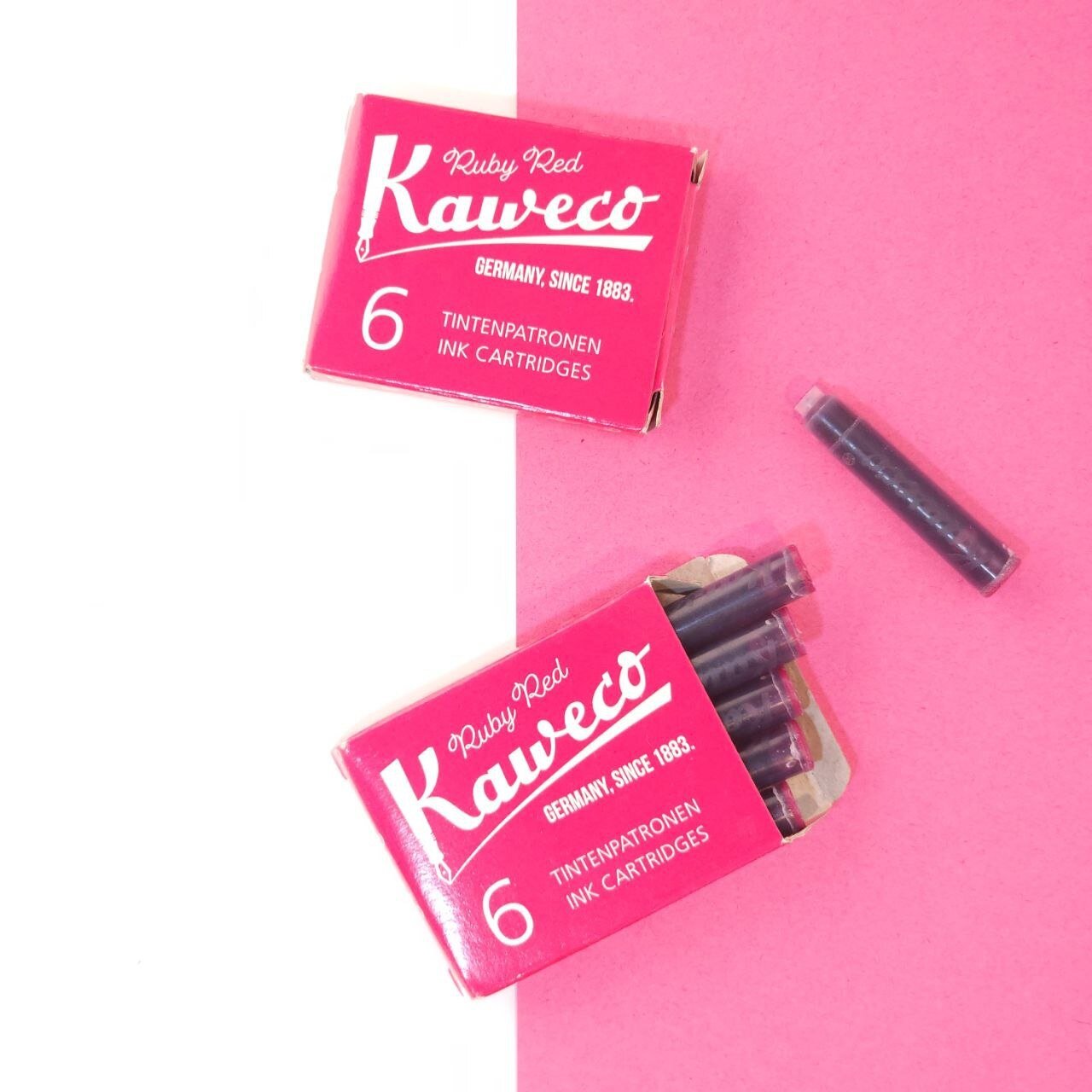 Набор картриджей для перьевой ручки KAWECO Ruby Red 6 шт. в картонной упаковке — фото 1