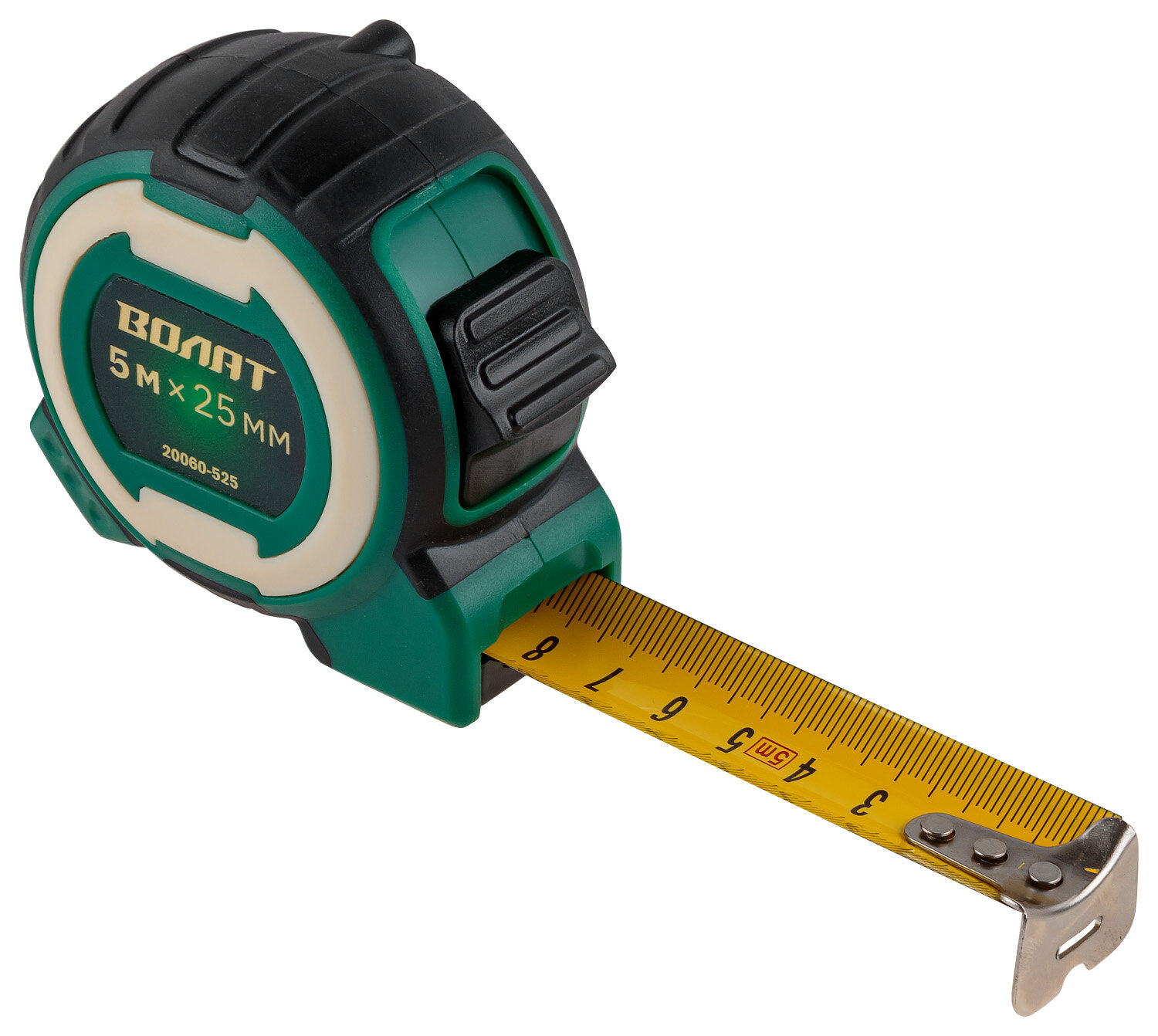Рулетка волат 20060-525, 5м, 25мм, с 1 фиксатором, двухкомпонентый корпус, УФ кольцо на корпусе рулетки