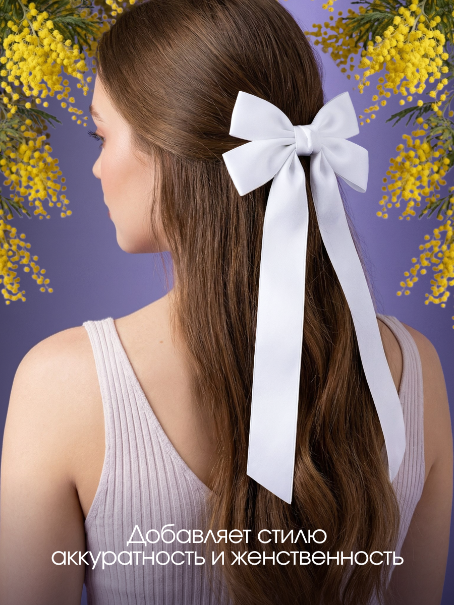 Бант для волос белый заколка для волос Drakon IRG нарядный белый бант — фото 1
