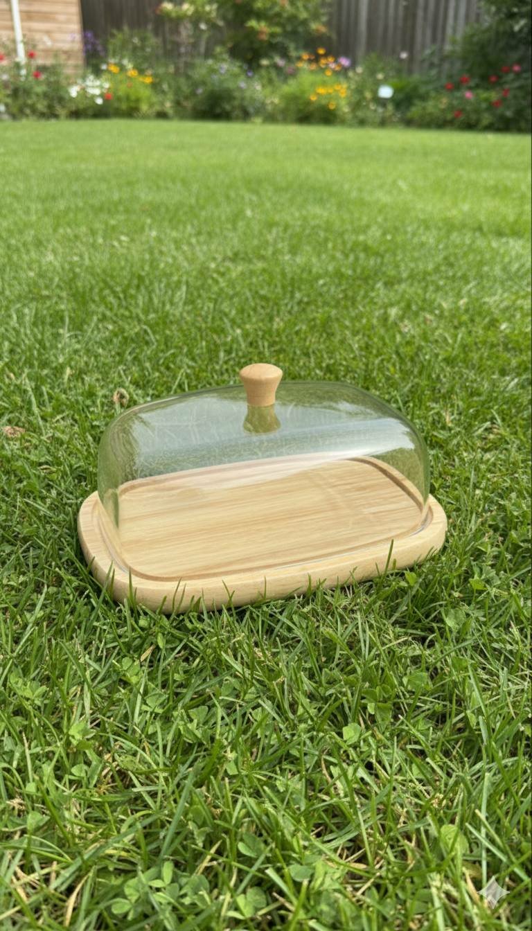 Масленка с бамбуковым основанием и прозрачной крышкой — Стиль и свежесть