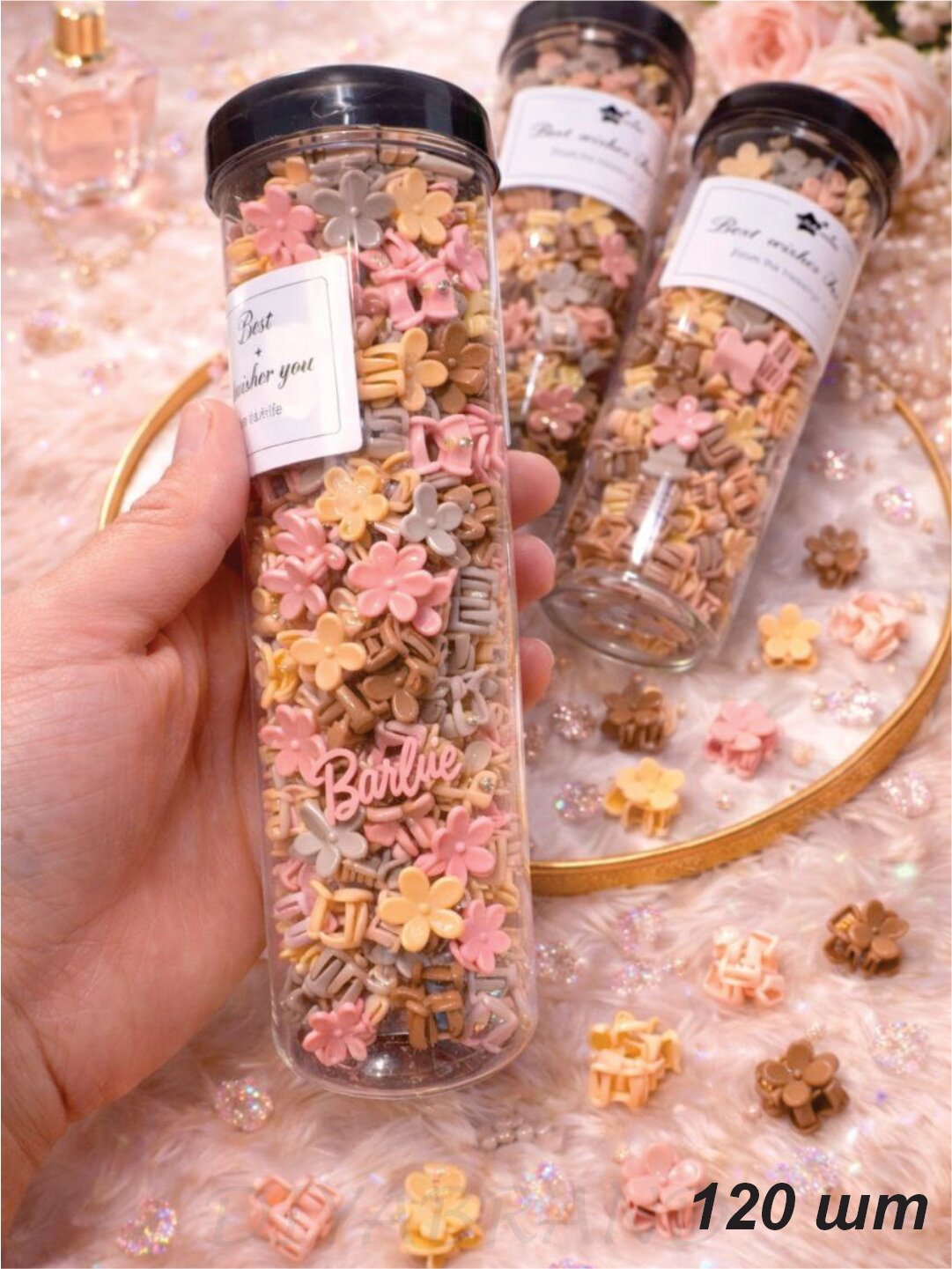 Заколки для волос для девочек, в баночке, 120 предметов — фото 1