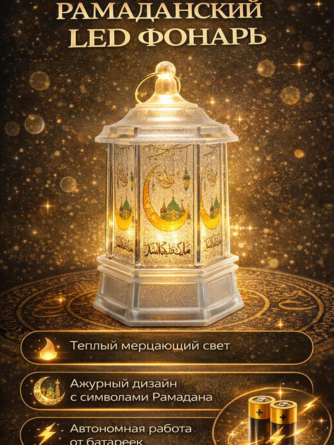 Ночник "Рамаданский", LED, теплый мерцающий свет, для интерьера, на Рамадан
