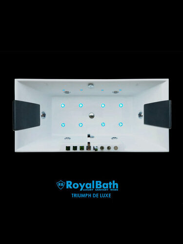 Изображение товара Гидромассажная ванна джакузи TRIUMPH DE LUXE 185х87х65 прямоугольная двухместная слив-перелив в комплекте