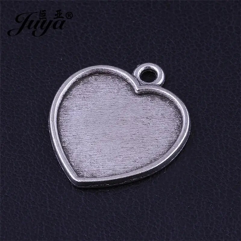JUYA 10 шт./лот 18x16 мм сплав Камея Кабошон базовый ободок для подвесок в форме сердца DIY Изготовление ювелирных изделий AD0182