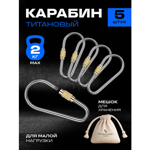 фото Брелок-карабин, 5 шт., серый