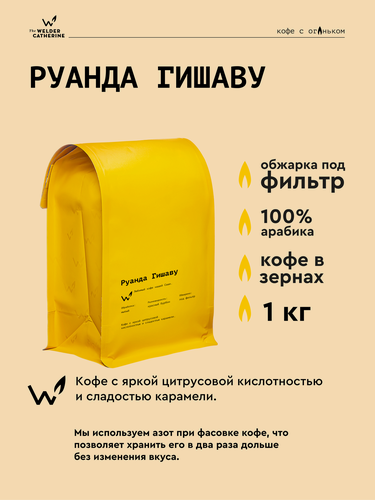 Изображение товара Кофе в зернах Сварщица Екатерина "Руанда Гишаву" под фильтр - 1 кг