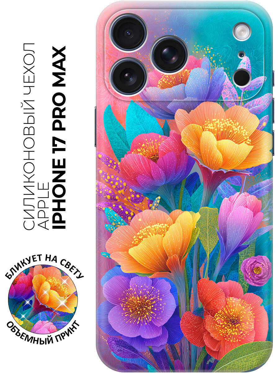Силиконовый чехол на Apple iPhone 17 Pro Max / Apple iPhone 18 Pro Max с принтом "Радуга цветов"