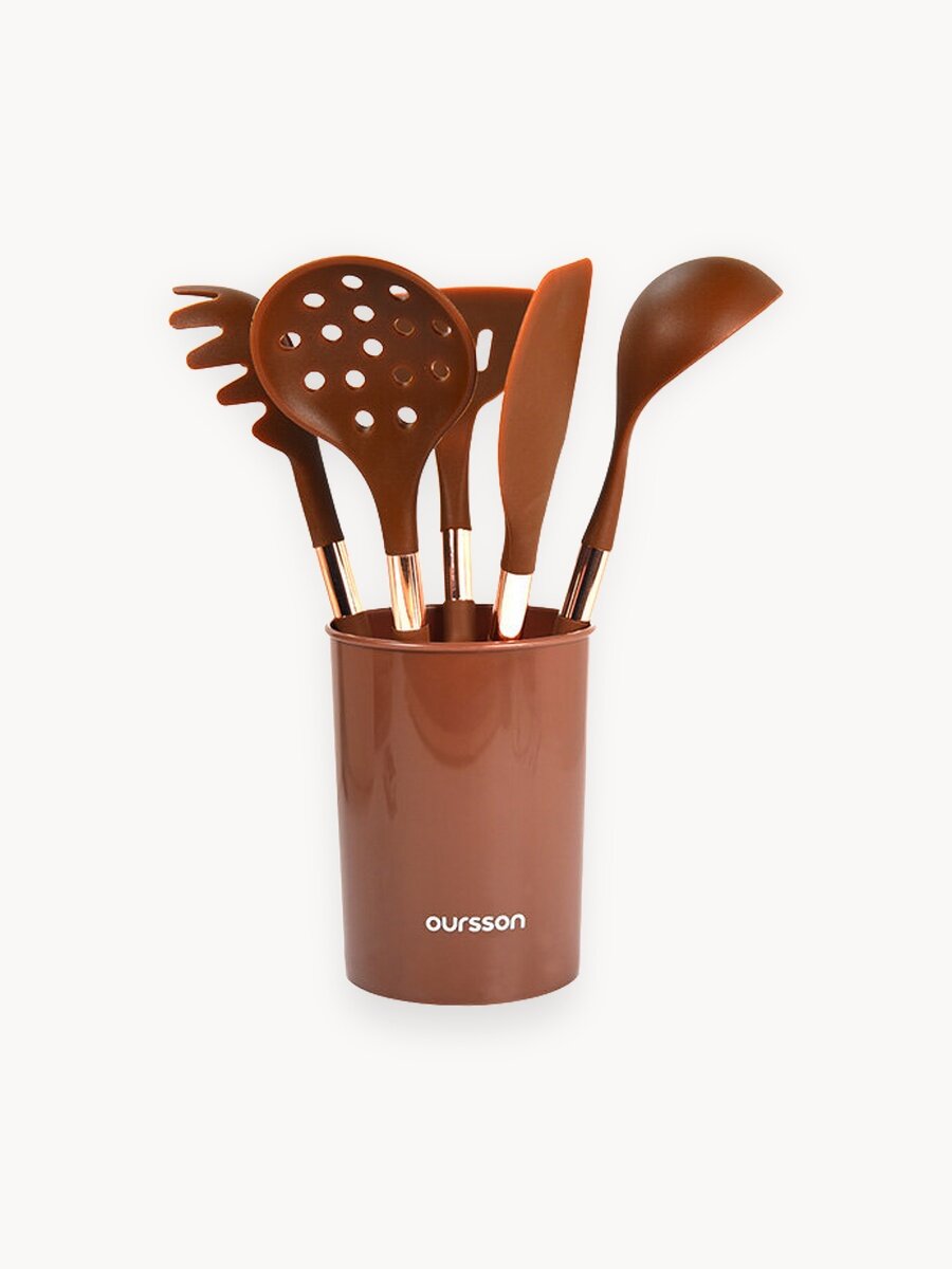 Набор кухонных аксессуаров Oursson SA3305SM/BR, нержавеющая сталь/силикон, 5 предметов