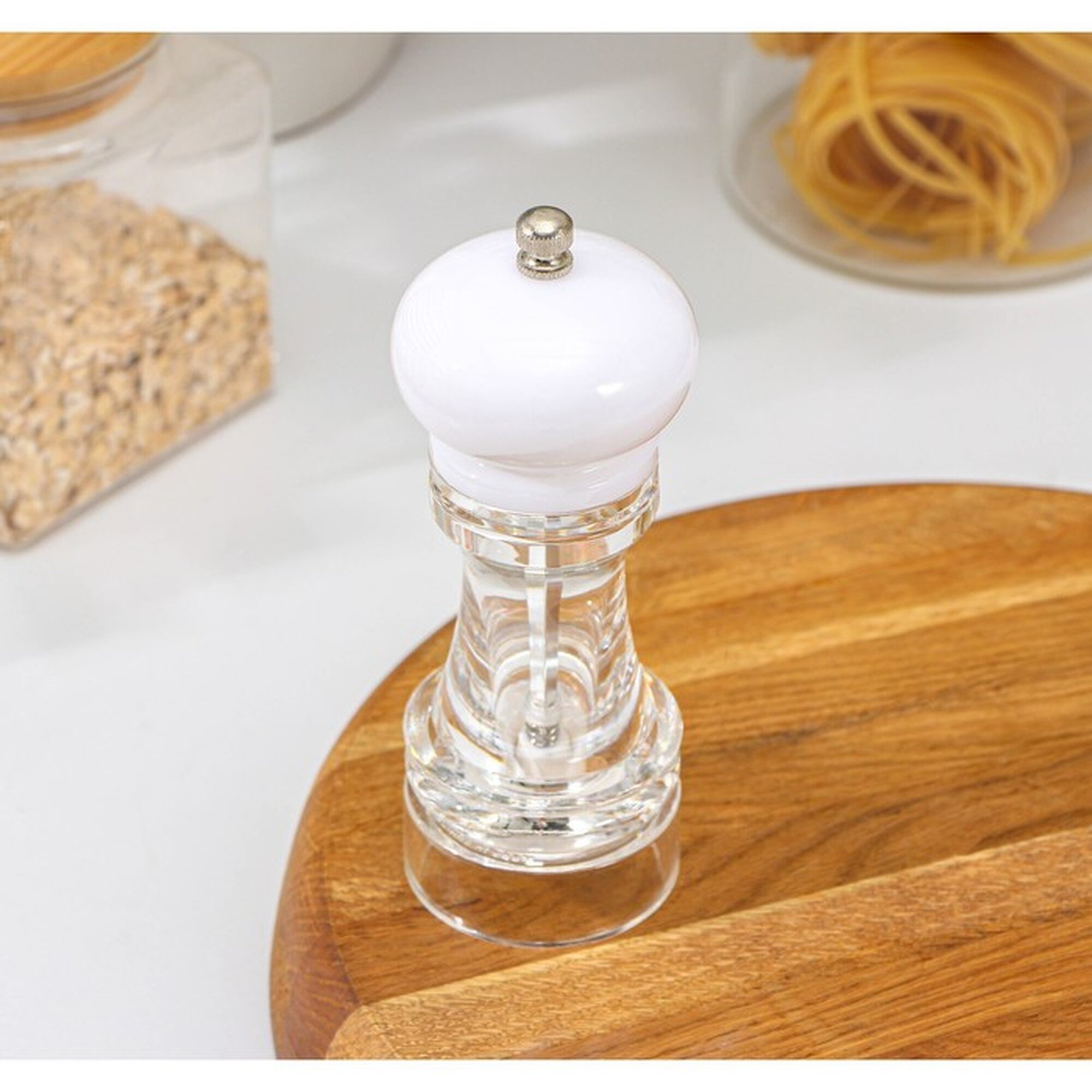 Мельница для специй Доляна «Скина» 16×6 см мелкий помол пластик белый/прозрачный