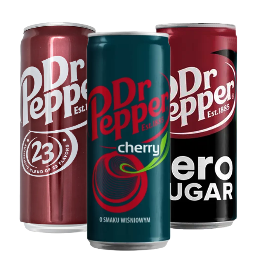 Набор напитков по 330 мл: Cherry, Zero и Dr. Pepper