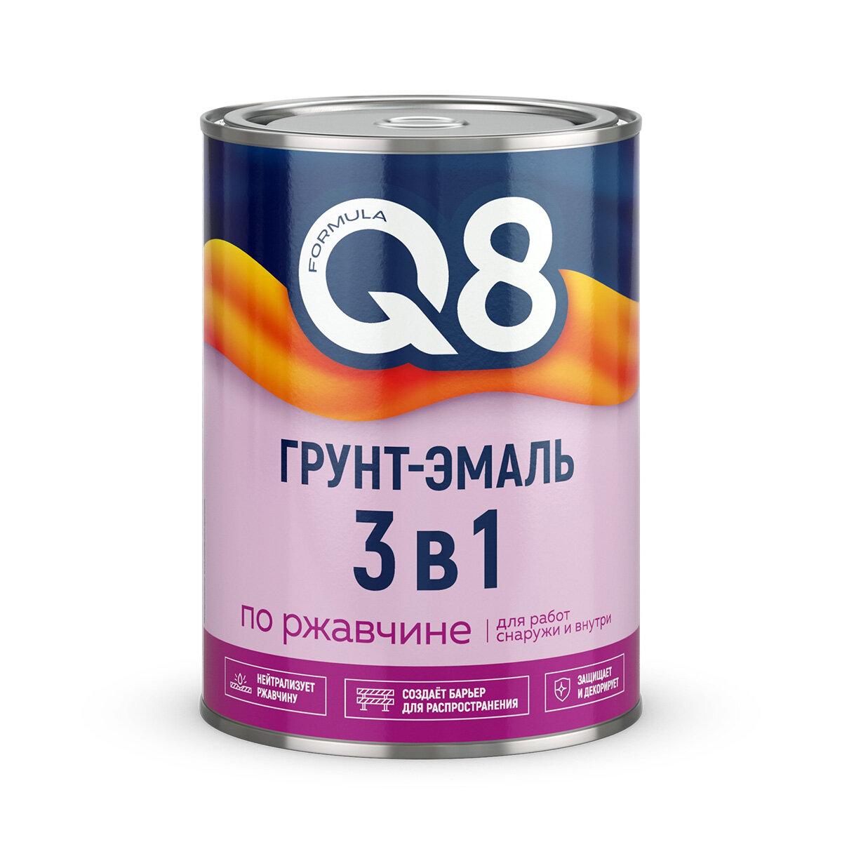 Грунт-эмаль по ржавчине Formula Q8 3 в 1, полуматовая, 0,8 кг, черная