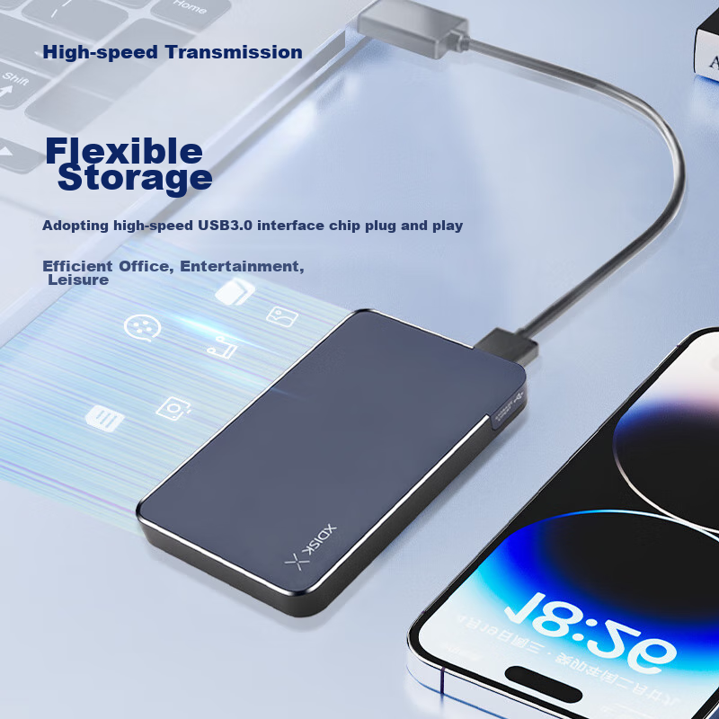 XDISK 500GB USB3.0 Portable Hard Drive X Series 2.5-Inch, Classic Black, Business And Stylish, File Data Backup Storage, High-Speed Portable, Stable And Durable