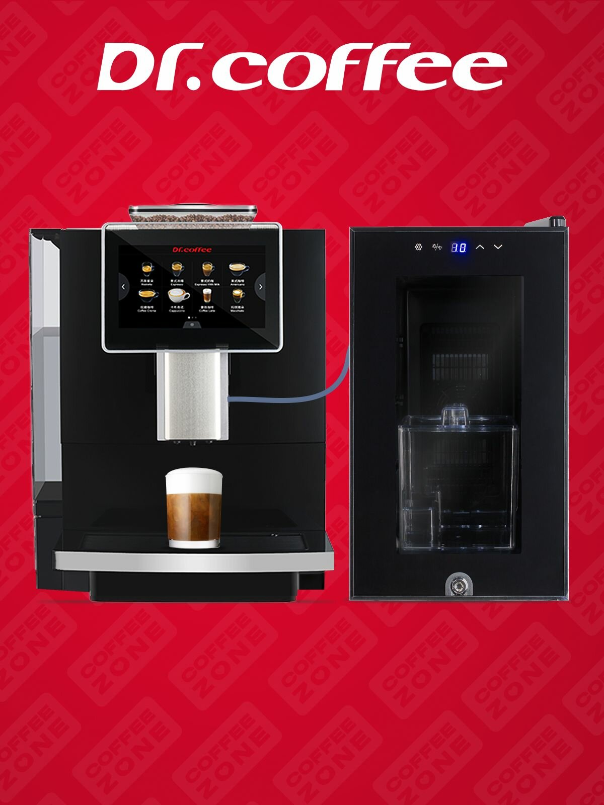Dr.coffee F10 + охладитель для молока C1+ контейнер 4 литра Dr. coffee, кофемашина зерновая автоматическая для кофе на живом молоке для дома и офиса