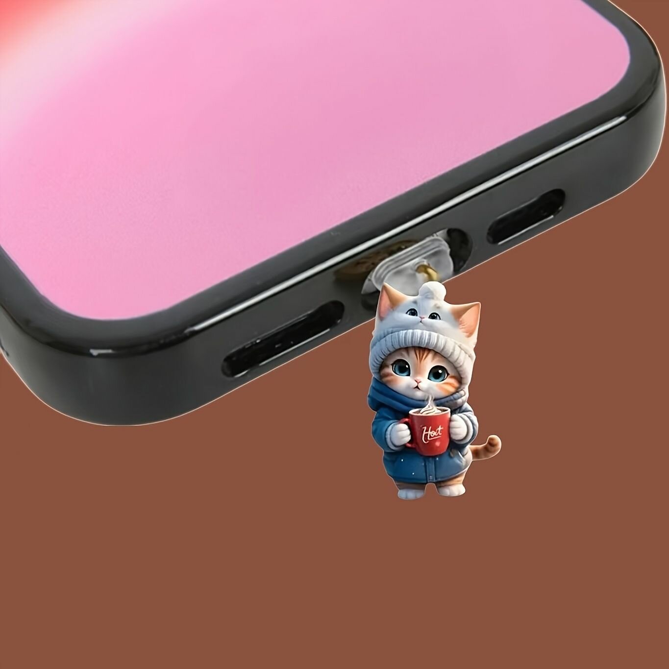 Трансграничная горячая 2D плоская пылезащитная заглушка Cute Cat для iPhone/Type-C и Android — фото 1