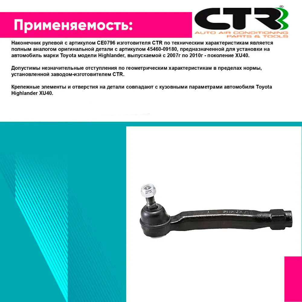 Наконечник рулевой CTR CE0796 — фото 1
