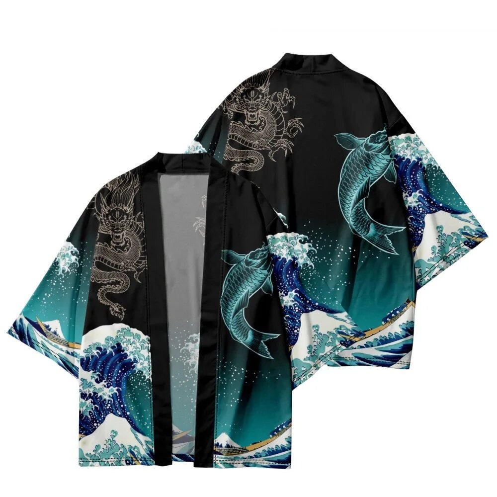 Кимоно большого размера 3XL-5XL, уличная одежда, кардиган, костюм самурая японской лисы, пляжная юката, унисекс, топы для косплея хаори, азиатская одежда, L, Мужской