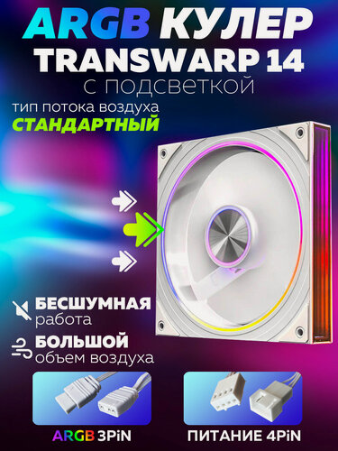 Изображение товара Белый Корпусный вентилятор 140мм для Компьютера Кулер Пк Transwarp ARGB