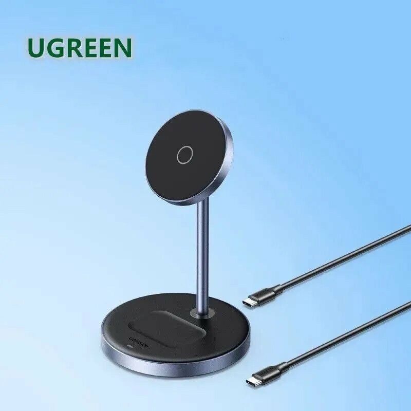 UGREEN CD317 Беспроводная магнитная зарядная станция 2-в-1 для iPhone серии 12-15