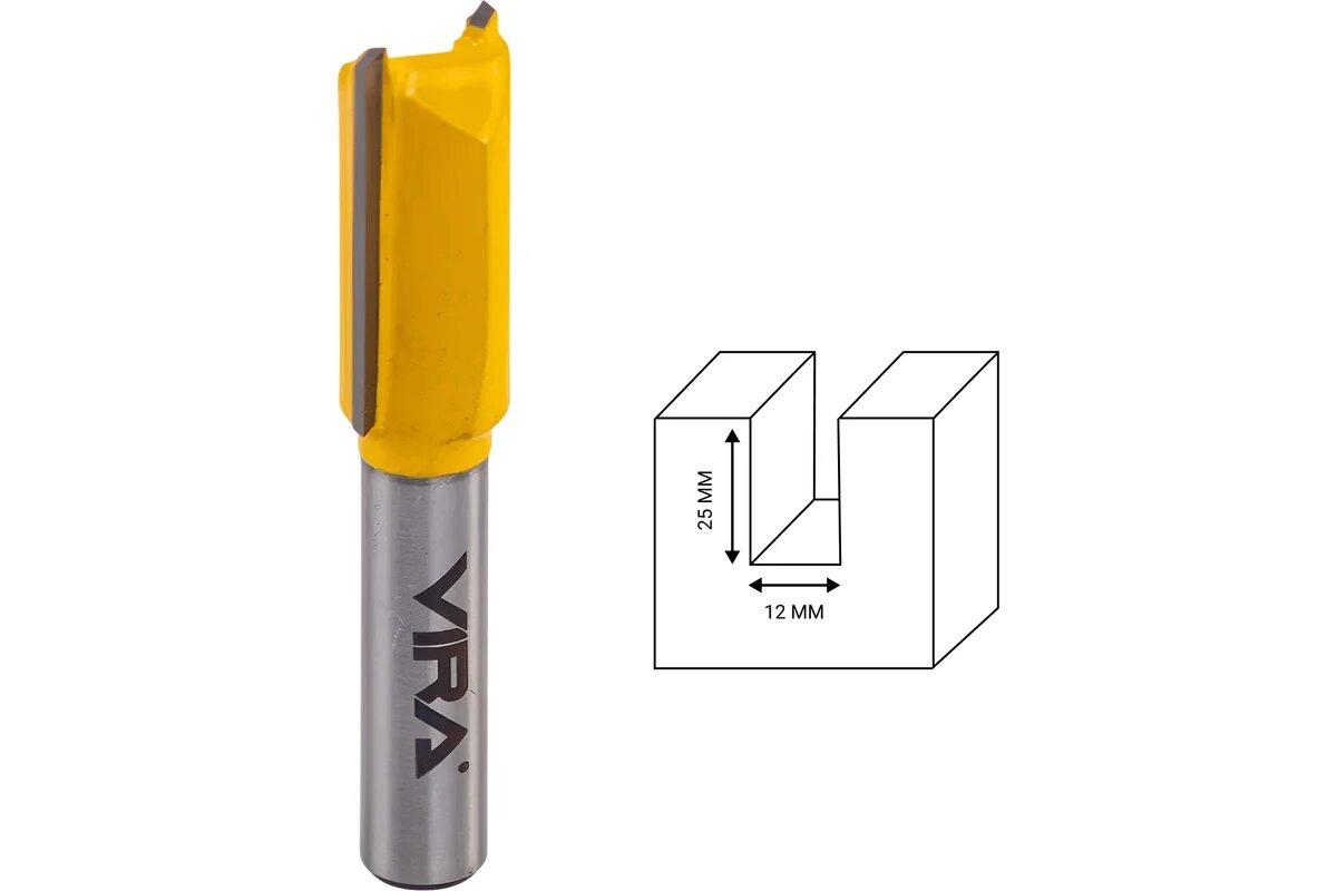 Фреза пазовая прямая (12х25 мм хвостовик 8 мм) VIRA 553311