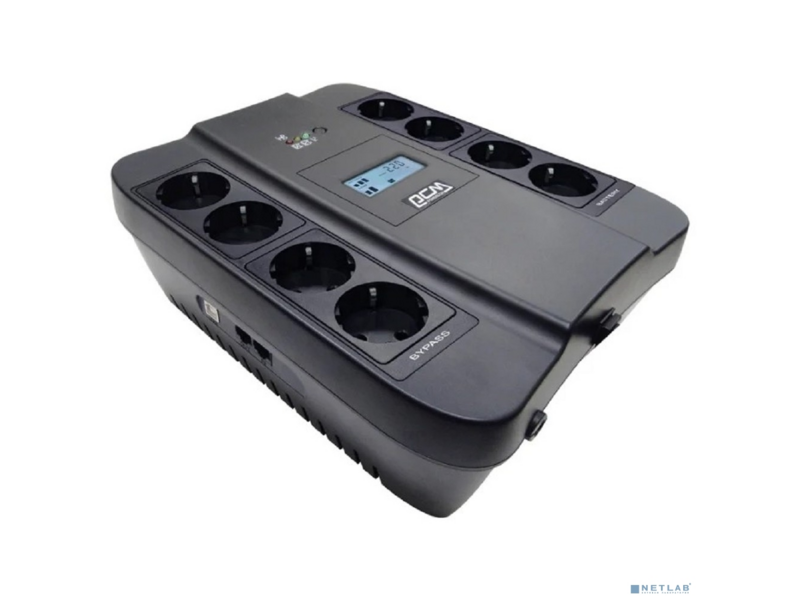 Ибп SPD-900U LCD, линейно-интерактивный, цифровой дисплей, 900 вA, 540 вт, 4 евророзетки с резервным питанием, 4 евророзетки с фильтрацией, USB, защита RJ45/RJ11, батарея свинцово-кислотная 12в 9ач, шхгхв 285х232х103мм, 7.5 кг ибп SPD-900U LCD, линейно- — фото 1