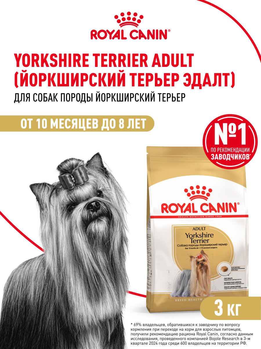 Сухой корм для собак Royal Canin Adult для породы йоркширский терьер, 3 кг — фото 1
