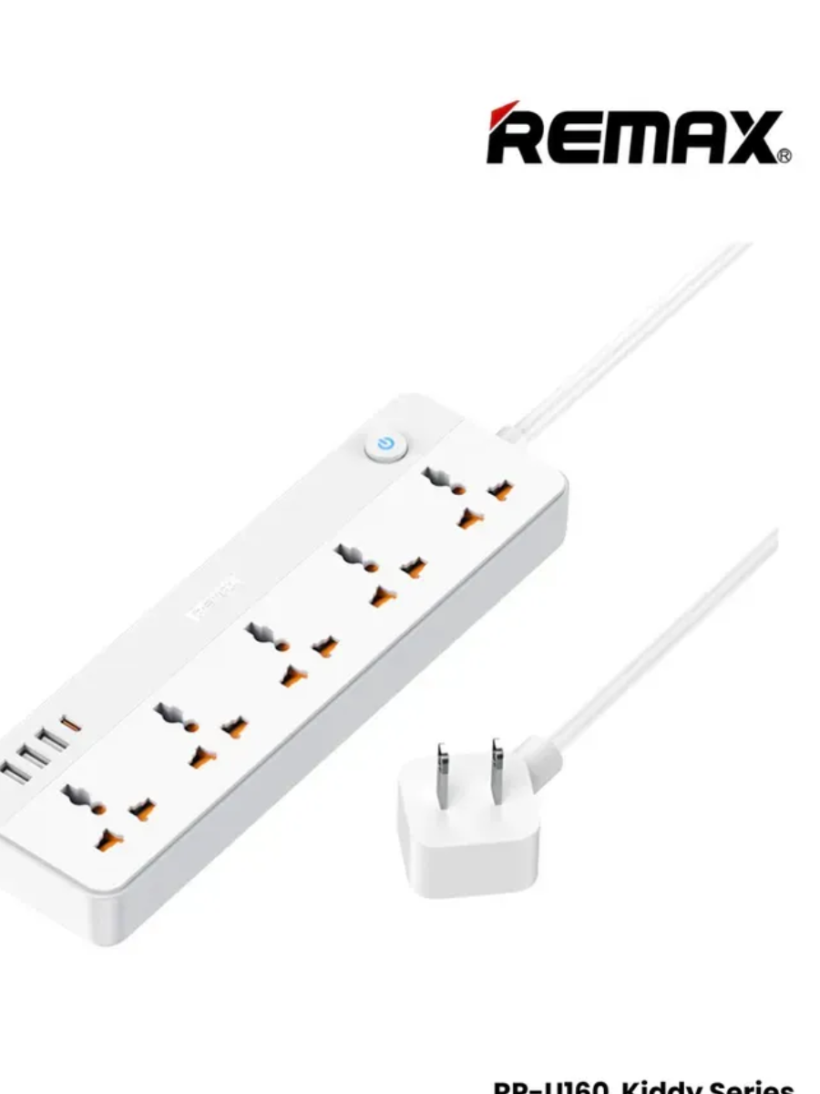 Сетевой фильтр / удлинитель Remax RP-U160 5 универсальных розеток 2500W 3USB + Type-C PD30W кабель 1.5м цвет Белый