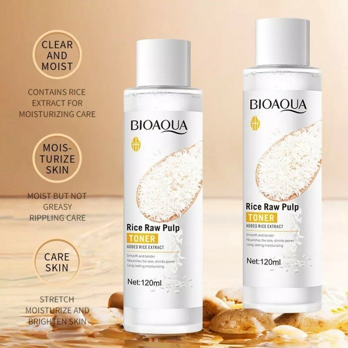 Лосьон для лица Bioaqua Rice Raw Pulp Lotion с экстрактом риса, 120 ml — фото 1