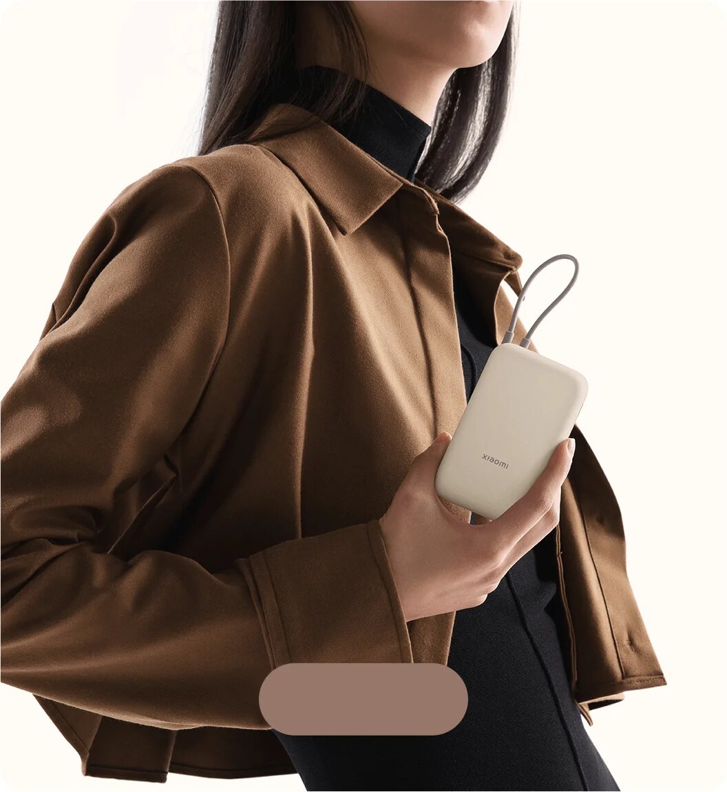 Внешний аккумулятор Xiaomi, с встроенным кабелем, 10 000 мА·ч