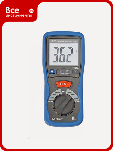 Изображение товара Измеритель R петли фаза‑нуль и тока короткого замыкания СЕМ DT‑5301 компактный цифровой прибор с индикатором полярности