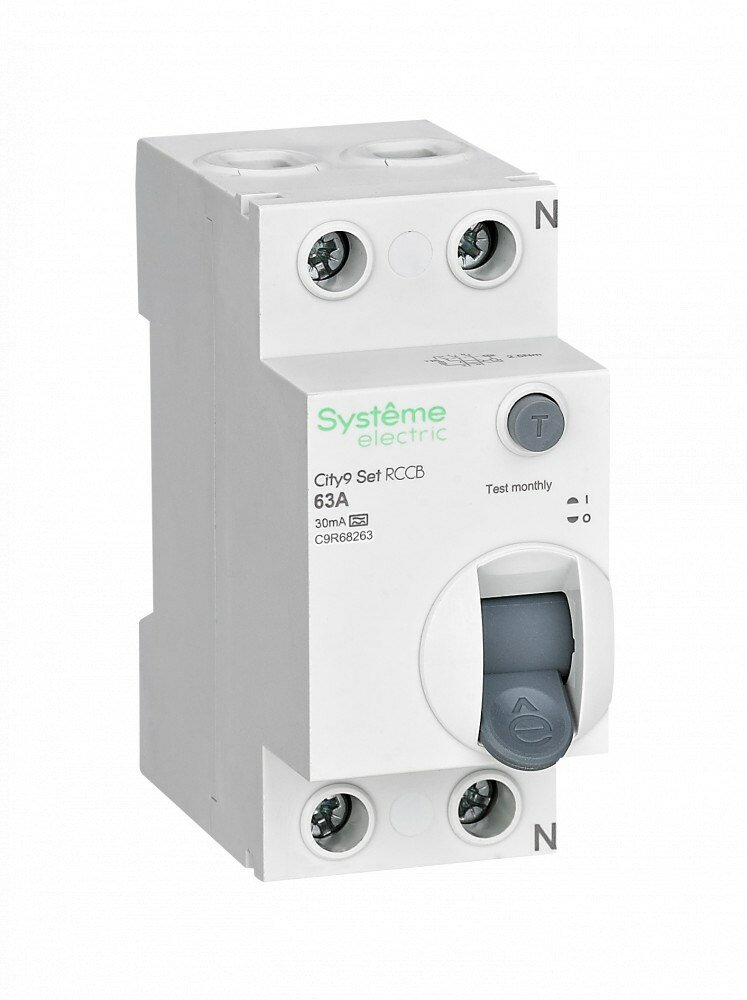 Выключатель дифференциального тока (ВДТ) 63А 2P 30мА Тип-A 230В City9 Set / Systeme Electric 4680409064146