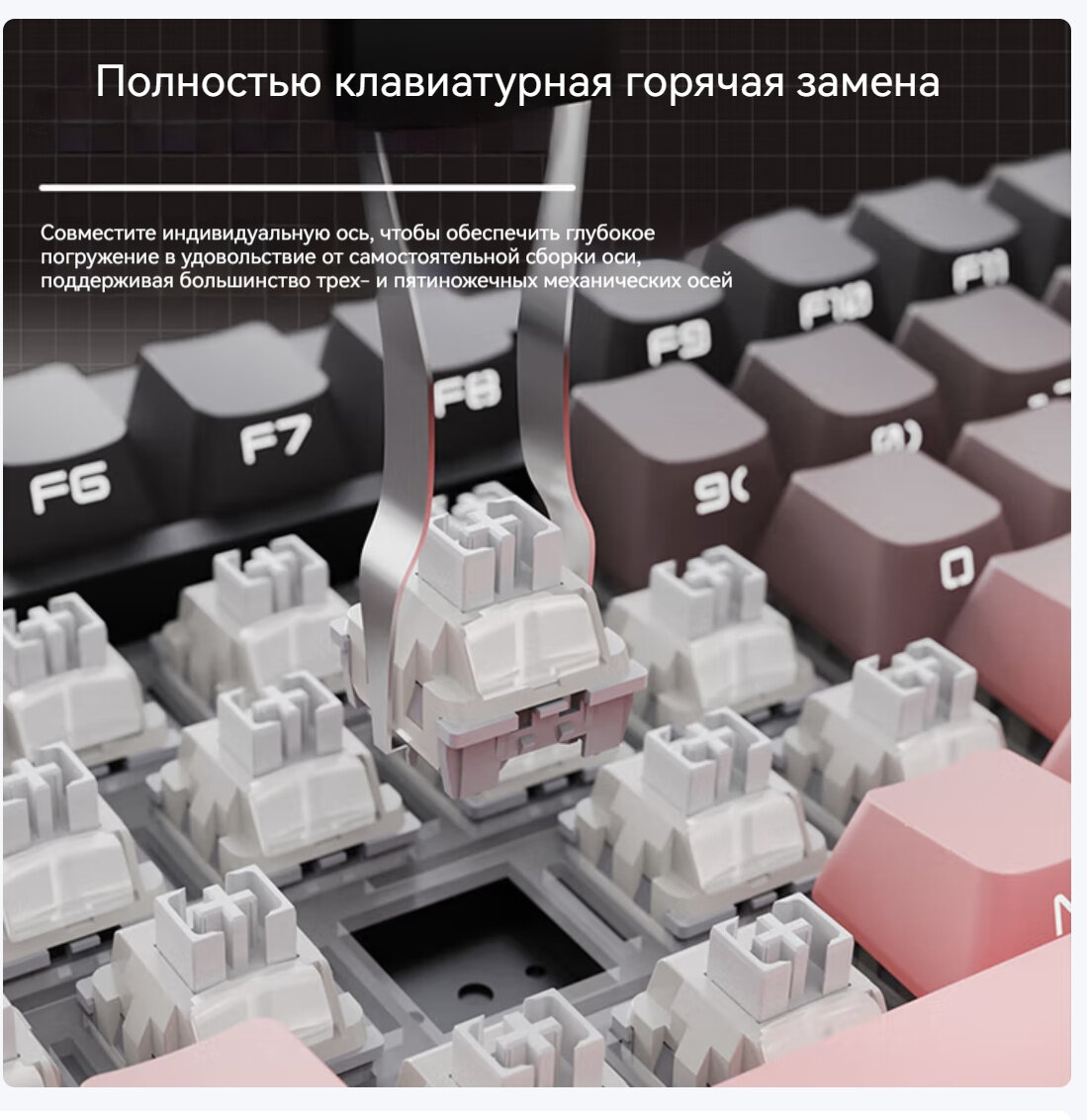 Клавиатура ZORNHER ZH870, механическая, RGB подсветка, беспроводная, Bluetooth, USB — фото 1