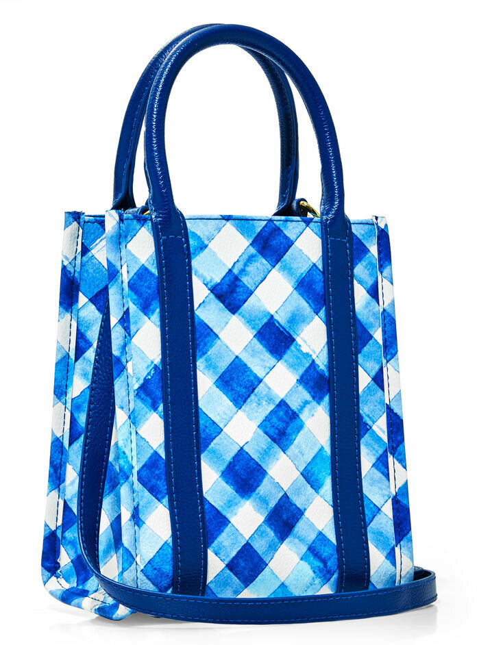 Сумка Bath & Body Works Gingham tote bag, белый, синий