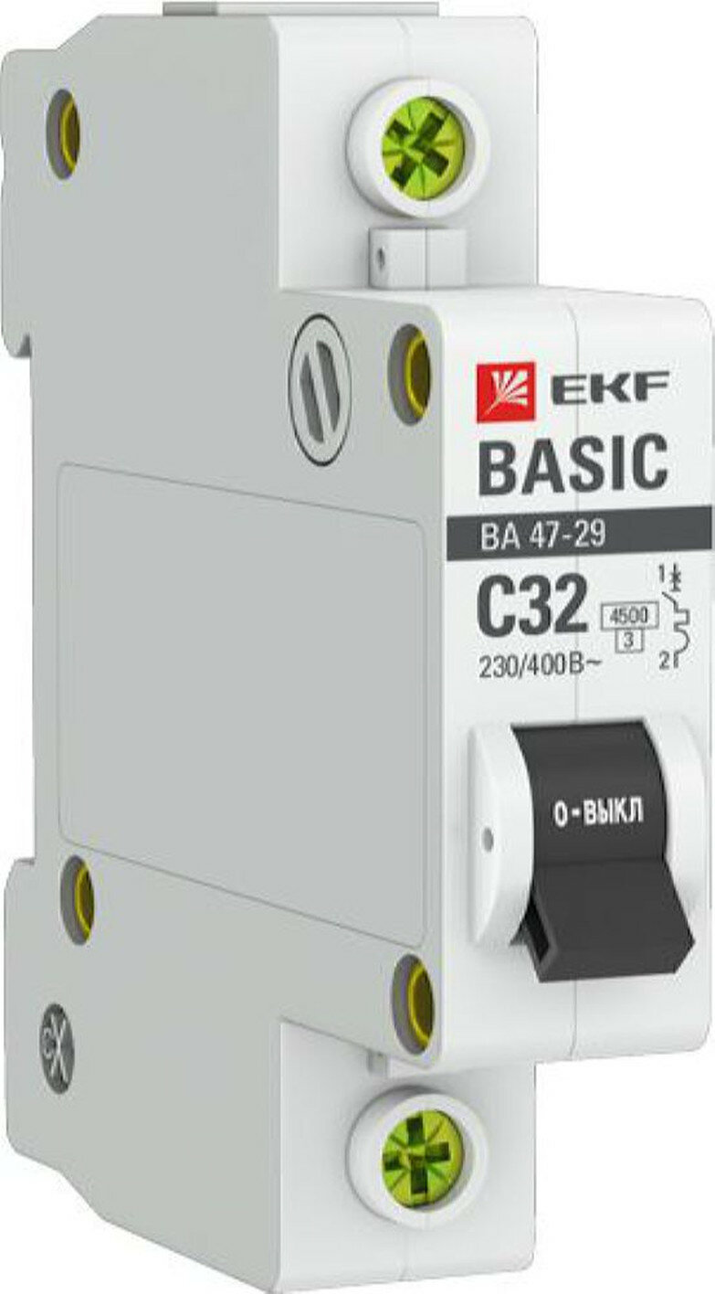 Автоматический выключатель EKF Basic 1P C32 A 45кА IP20 220В