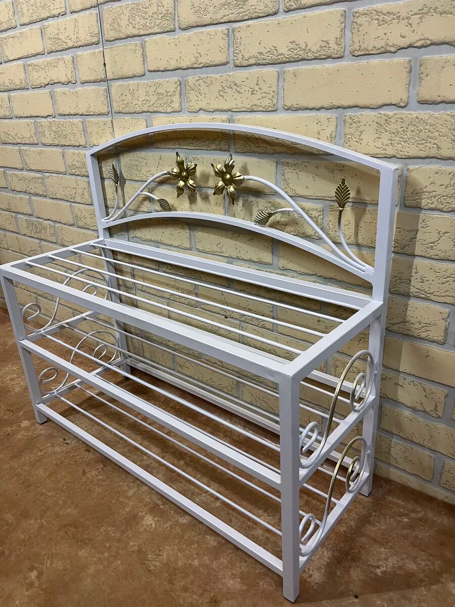 Обувница для прихожей, Студия кованой мебели Нива, цвет белое золото — фото 1