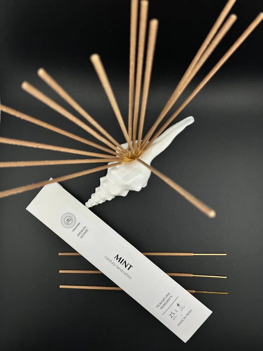 Аромапалочки Мята, Благовония палочки Премиум, Индия, ручной работы — фото 1