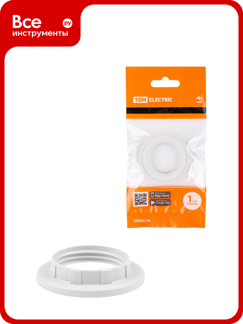 Кольцо для патрона TDM ELECTRIC Е14 термостойкий пластик белый SQ0335-0163