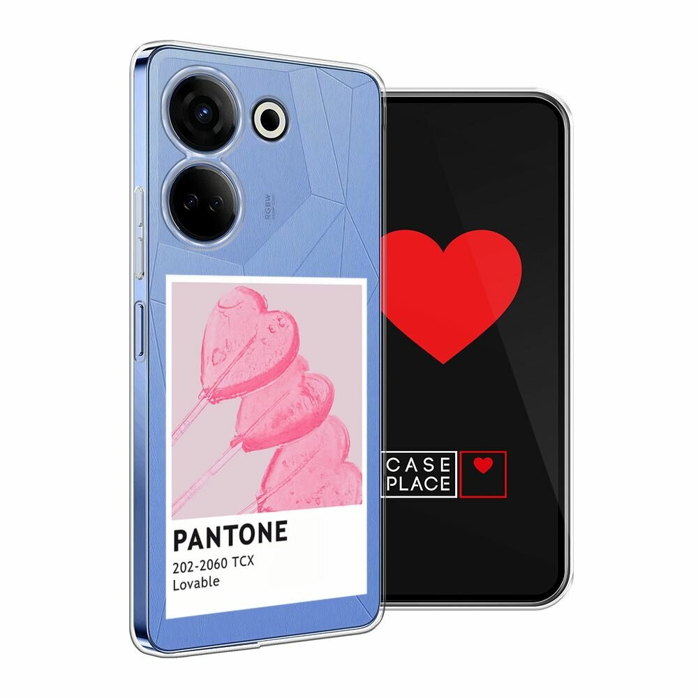 Чехол на Tecno Camon 20/20 Pro 4G / Текно Камон 20/20 Pro 4G с принтом "Pantone Lovable 2 - 14 февраля", прозрачный — фото 1
