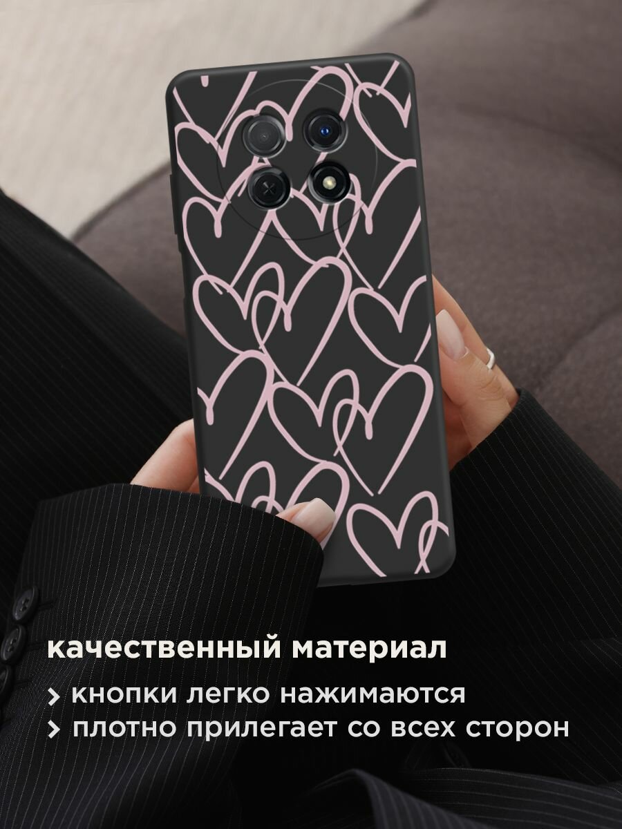 Чехол на Huawei Nova Y91 / Хуавей Нова Y91 с принтом "Hearts doodle pink 1" — фото 1