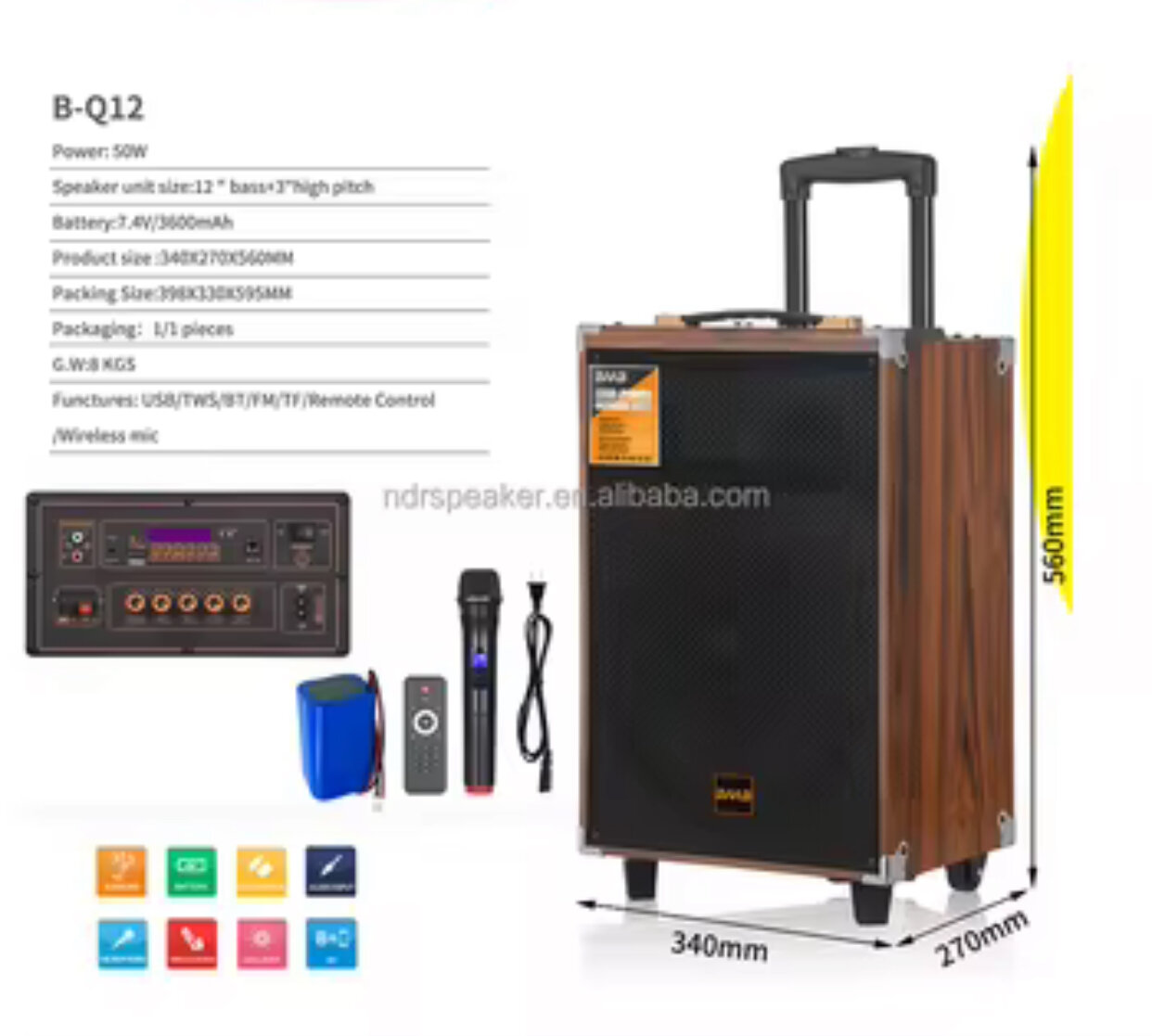 B - Q12, мультимедиа акустическая система, SUPER BASS, 6000 мАч, Праздничное настроение всегда с вами!