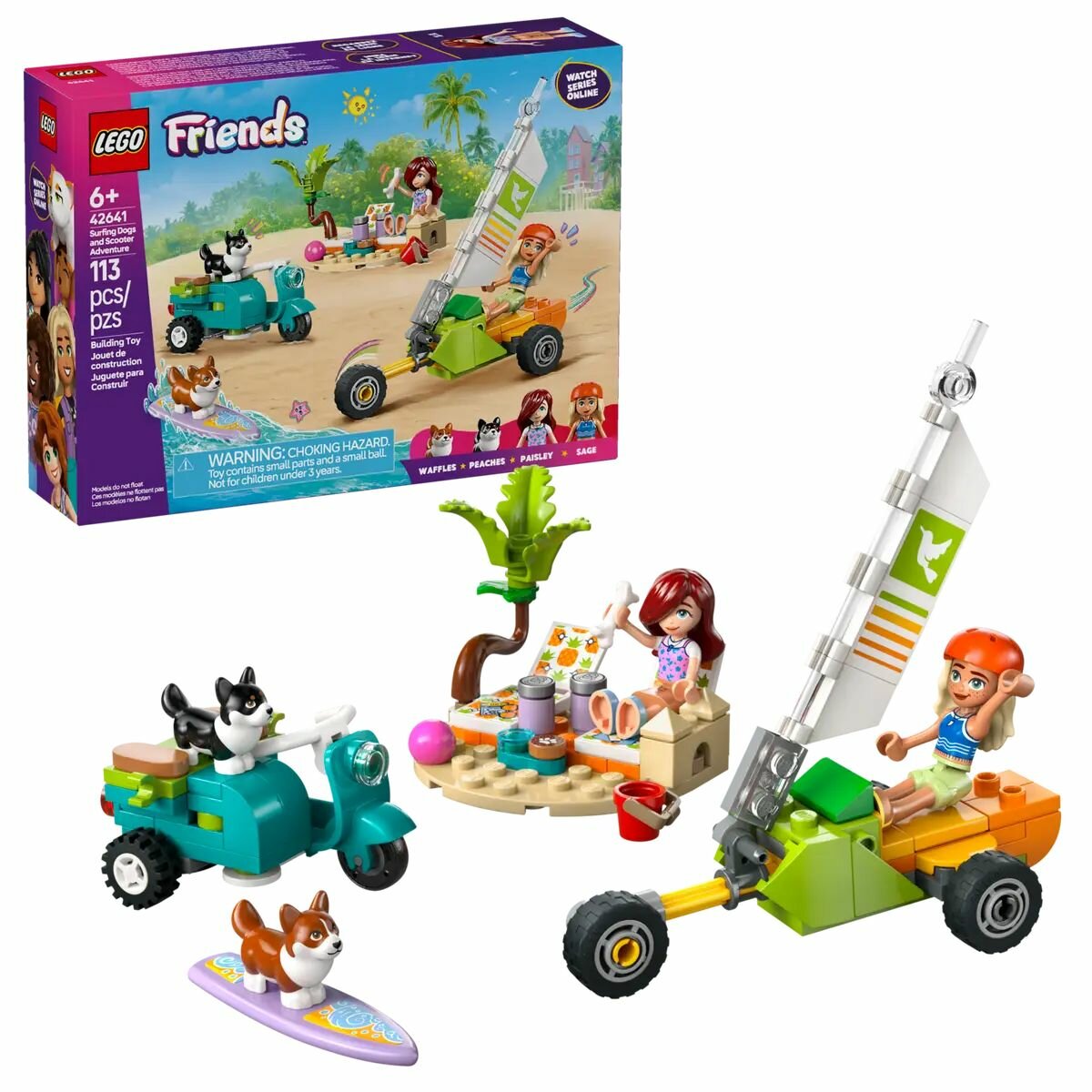 Конструктор LEGO 42641 Серфинг с собаками и приключения на скутере